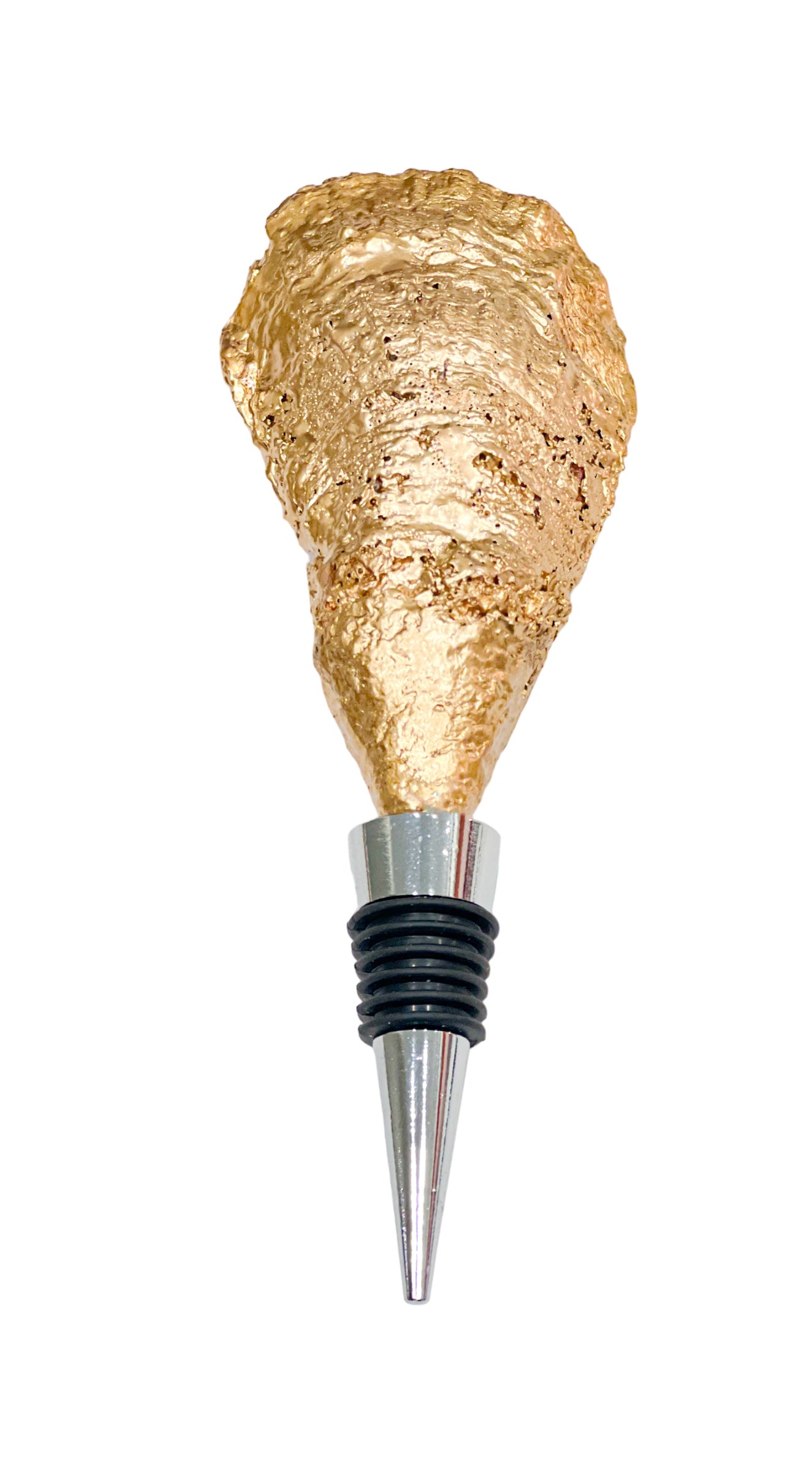 Oyster Shell Wine Stopper- Navy Nautical Rope Print