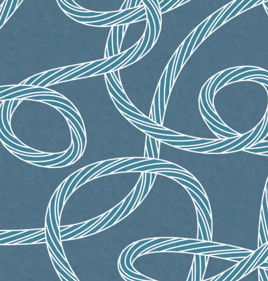 Navy Nautical Rope Print