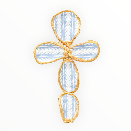 Oyster Shell Cross- Light Blue & White Serena & Lily Inspired Print