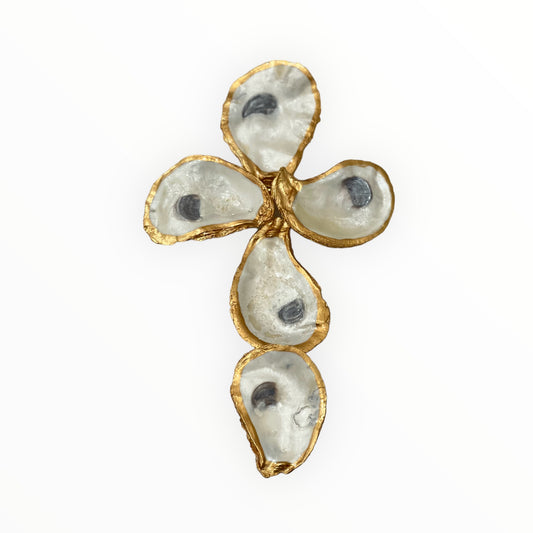 Oyster Shell Cross- Natural/ Pearl Finish